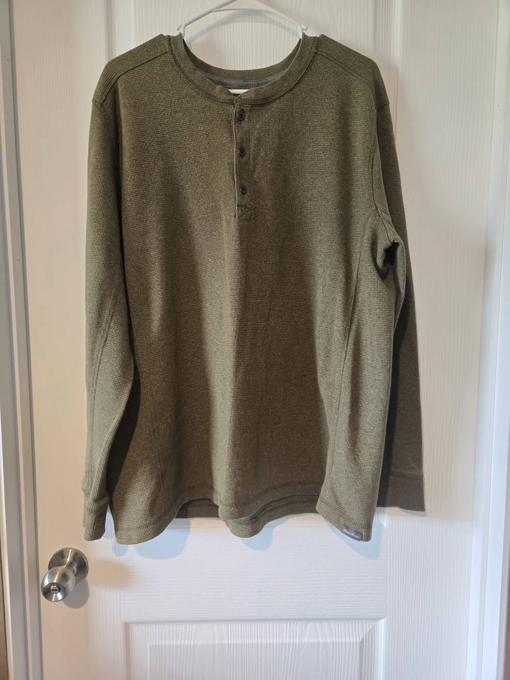 Eddie Bauer Men's Olive Henley Sweatshirt